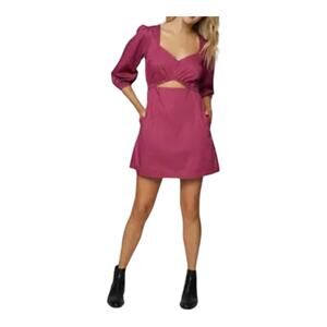 🌹Lost Wonder 3/4 sleeve soul mate cut out mini dress, pink/grape, Large